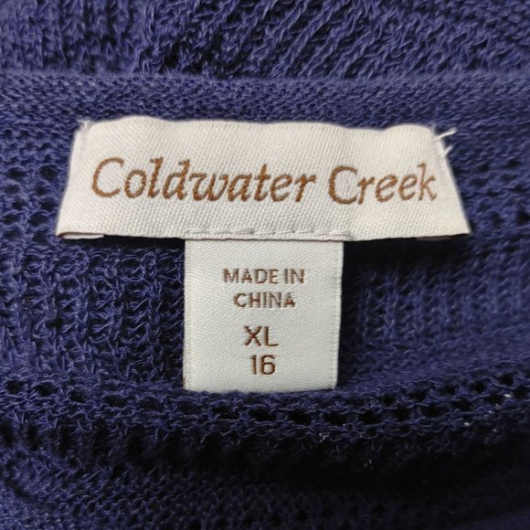 Coldwater Creek Women's navy Blue Knit T-Shirt Top XL (16) - Picture 3 of 4